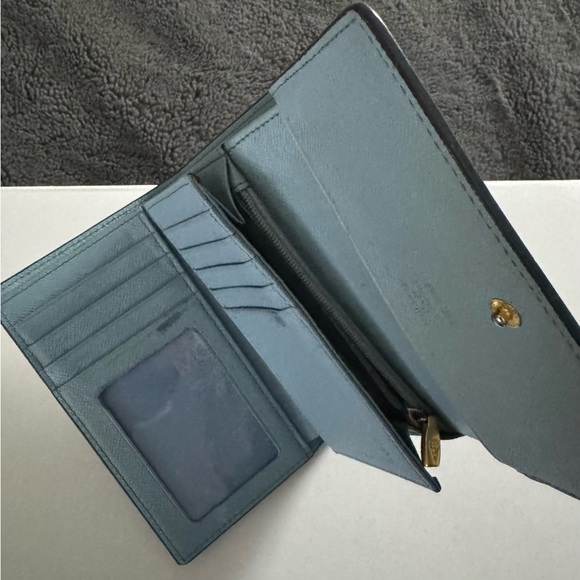 MCM Blue Studded Trifold Wallet - Picture 5 of 11